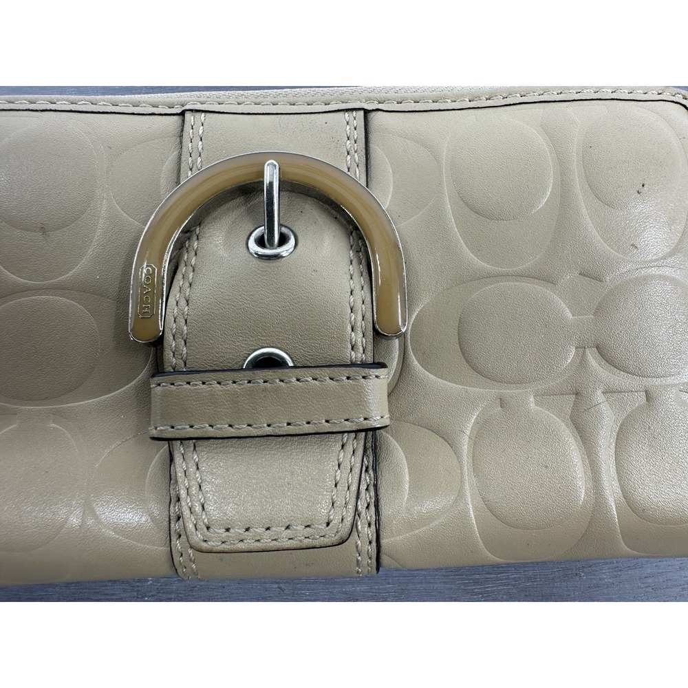 Coach Campbell Embossed Leather Wallet‎ Clay Bisque Large Zip Around RARE - Picture 2 of 11